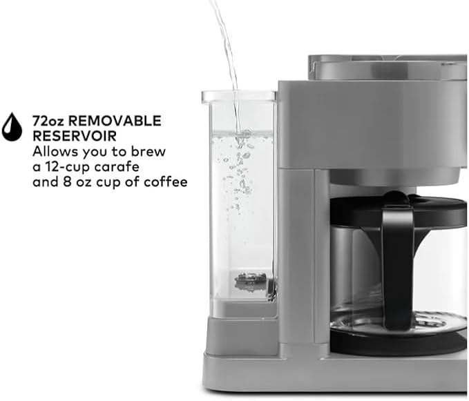 KeuriigK K Duo Essentials Hot &amp Iced Single Serve K Cup Pod Coffee Maker &amp Carafe Multiple Sizes (8 10 or 12 oz) 12 cup glass carafe (Grey)
