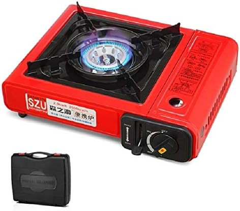 Outdoor Portable Cassette Gas Stove Windproof Camping Hiking Induction Cooker(Black) Cookware Set Cookware Picnic Boiler Cookware (Color : Red)