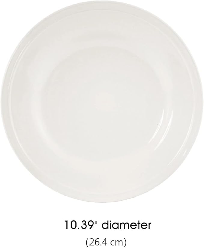 12-Piece White Stoneware Dinnerware Set Service for 4 Microwave &amp Dishwasher Safe Ceramic Plates and Bowls Set Durable Everyday Dishes for Home Kitchen