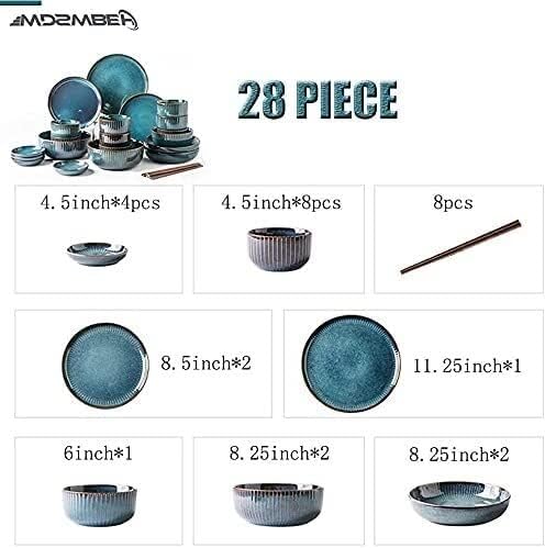Dinnerware Set Luxury Family Dinner Service Set Porcelain Dinnerware Set Ceramic Plates And Bowls Sets Modern Vintage Lounge Round Reactive Glaze Dishes Set