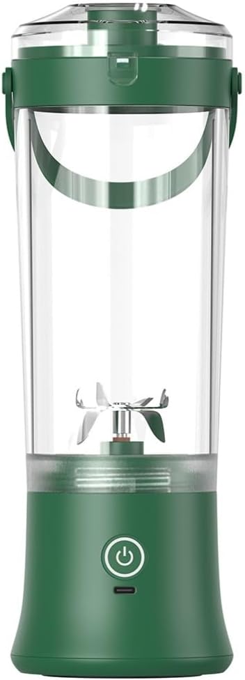 Portable Electric Juicer Blender Stainless Steel Blade 500ml Capacity USB Rechargeable Personal Size Smoothie Maker with Carry Handle (dark green)