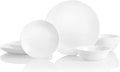 Corelle Vitrelle 18-Piece Service for 6 Dinnerware Set Triple Layer Glass and Chip Resistant Lightweight Round Plates and Bowls Set Winter Frost White