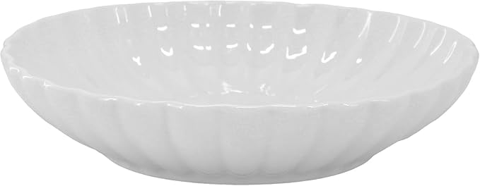 16-Piece Porcelain Dinnerware Set with Scalloped Rim – White Plates and Bowls for 4 Elegant Double Bowl Tableware Microwave &amp Dishwasher Safe