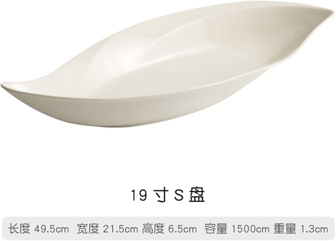 Thcbme 欧式白色异形不规则陶瓷新款轻奢鱼盘深盘菜盘子酒店餐具/Ceramic Dinnerware SetsPlates and Bowls/19寸S盘