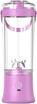 Portable Electric Juicer Blender Stainless Steel Blade 500ml Capacity USB Rechargeable Personal Size Smoothie Maker with Carry Handle (purple)