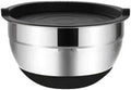 1/6PCS Silicone Bottom Thickened With Lid Cooking Basin Stainless Steel Egg Beating Salad Mixing Kitchen Baking(18 cm)