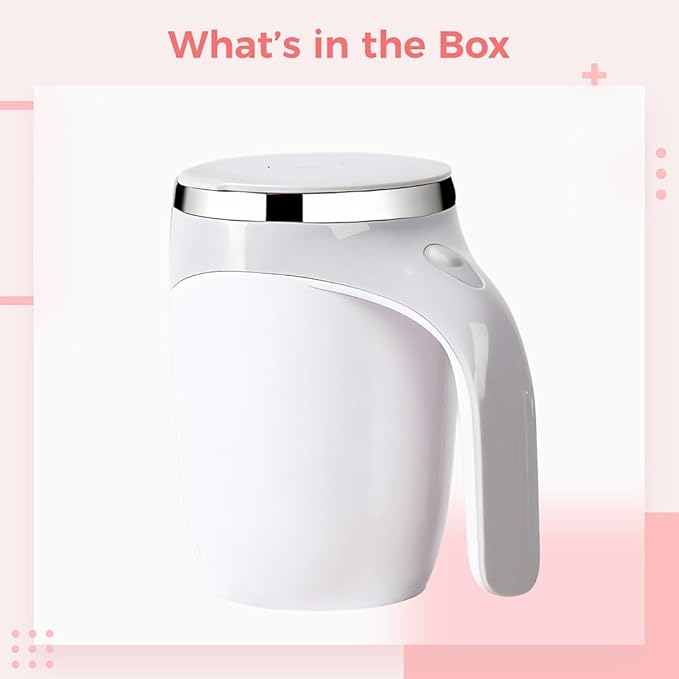 Auto Stirring Mug - 380 Ml Self-Mixing Cup With Smooth Stainless Steel Interior One-Tap Control For Easy Blending &amp Cooling