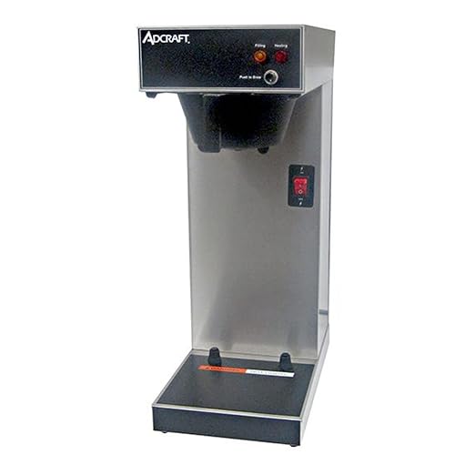 Adcraft UB-289 Coffee Brewer for Airpots Direct Feed Stainless Steel 120V 1450W 12 Amps Gray/Black