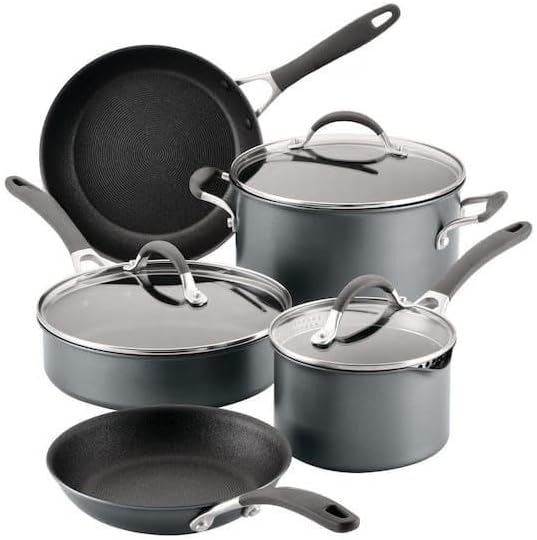 For A1 Series 8-Piece Aluminum Nonstick Cookware Set in Graphite