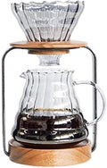 SOTECH Pour Over Coffee Station Dripper Stand Coffee Filter Wooden Filter Holder Glass Server with Paper Coffee Filters Coffee Maker Stand Set for Coffee Tea and Saffron
