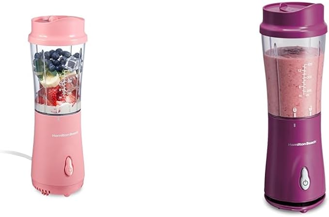 Hamilton Beach Portable Blenders for Shakes and Smoothies Bundle with 14 Oz BPA Free Travel Cups and Lids Models 51171 and 51131