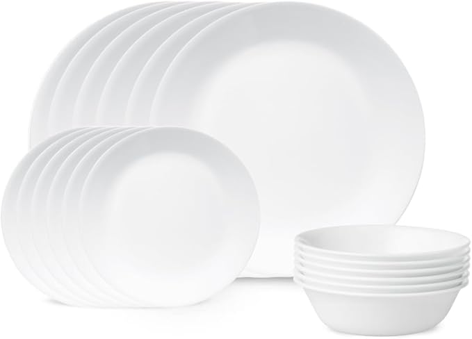 Corelle Livingware 18-Piece Dinnerware Set Winter Frost White Service for 6 (1088609)