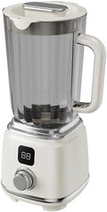 Digital Blender with Temperature Display White Stainless Steel Blade