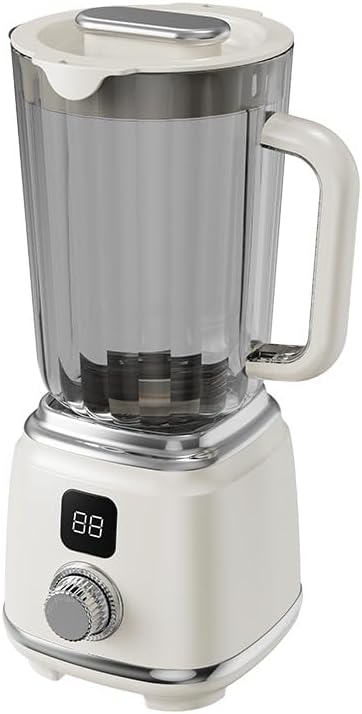 Digital Blender with Temperature Display White Stainless Steel Blade