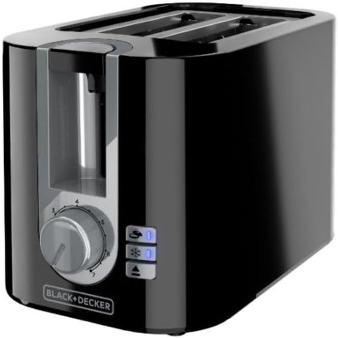 BLACK+DECKER 2-Slice Toaster 7 Toast Shades Removable Crumb Tray Illuminated Bagel Frozen and Cancel Functions