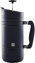 BruTrek® by Planetary Design BaseCamp Coffee Press - Double Wall Insulated Stainless Steel - Bru-Stop Technology No Grounds in Coffee No Spill Lid (Obsidian 48 fl.oz)