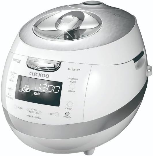 CUCKOO CRP-BHSS0609F 6-Cup (Uncooked) / 12-Cup (Cooked) Induction Heating Pressure Rice Cooker with Nonstick Inner Pot 16 Menu Modes Fuzzy Logic Tech 3 Voice Guide Auto Clean (White)