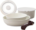Iris Ohyama Ceramic Color Pan Set 6-Piece Removable Handle Fry Pan Quick Frying Comfortable to Use
