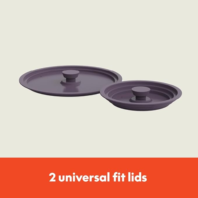 bella 9 Piece Ceramic Nonstick Cookware Set Fits-anywhere™ Kitchenware w EverGood™ Coating Dishwasher &amp Oven Safe All Stovetops Compatible Stackable Design Cool Touch Handles Plum
