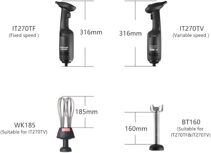 Commercial Hand BlenderHeavy Duty Kitchen Commercial Stick Blender Electric160mm Shaft Constant Speed for Mixing Large Volumes of Soups Sauce