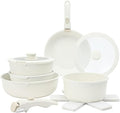 Pots and Pans Set Healthy Safe Ceramic Nonstick Kitchen Cookware with Soft Touch Removable Handle CookwareCream DiamondOne-Cream-One