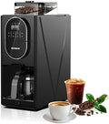 Coffee Maker with Grinder 2-in-1 Hot and Iced Coffee Maker Automatic Grind and Brew Machine with 22oz Glass Carafe Programmable Timer LED Display Keep Warm for Home Office Black