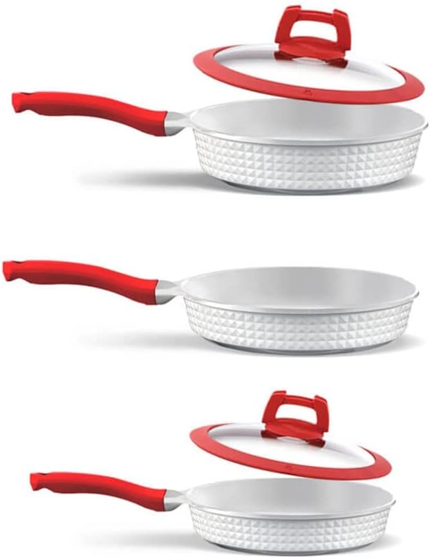 Cookware Kitchen Set Pans 5 Pieces. Non Stick. Tempered Glass Lids. Induction Vitroceramic and Gas.