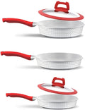 Cookware Kitchen Set Pans 5 Pieces. Non Stick. Tempered Glass Lids. Induction Vitroceramic and Gas. Variety Pack