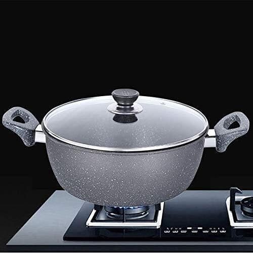 3-Piece Non-Stick Cookware Set Stone Frying Pan Soup Pot Wok 5-Layer Thickened Base Compatible with Induction Cookers