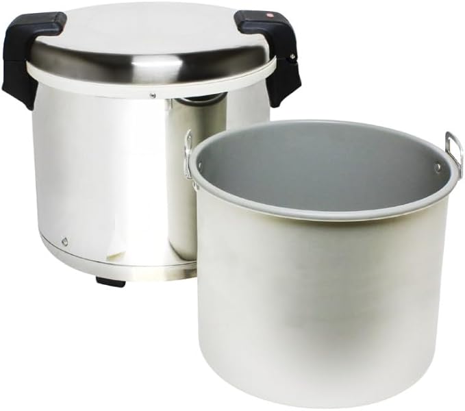 TrueCraftware- 50 Cup Electric Rice Warmer Stainless Steel Hinged Lid and Base- Keep Warm Makes Soups Stews Grains Hot Cereals for Commercial Rice Cooker and Warmer
