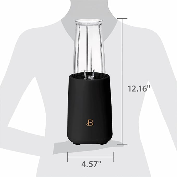 Personal Blender 12-Piece Set 240W Motor Emulsifying Stainless Steel Blade System 16oz Travel Cup with Straw BPA-Free Dishwasher Safe Jars (Black Sesame)