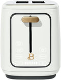 Beauti 2 Slices Toaster with Touch Activated Display 900 W Bagel/Frozen/Reheat Presets Wide Slots Easy Cleaning (White Icing)
