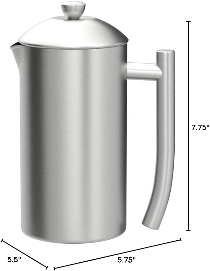 Frieling Double-Wall Stainless Steel Coffee Press - 17 oz - Insulated French Press Coffee Maker for Camping &amp Travel - Non Plastic Design
