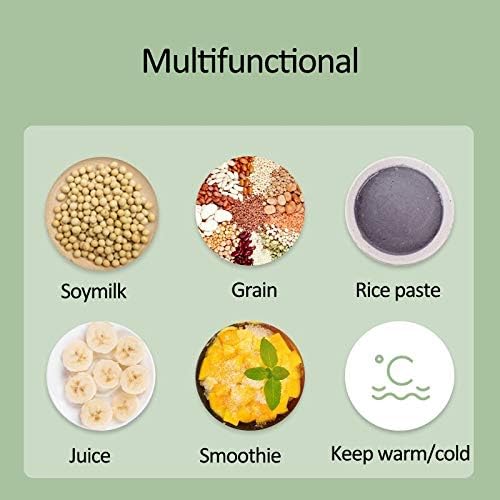 Soymilk Machine Multifunctional Electric Juicer Smoothie Blender SOYA-Bean Milk Rice Paste Maker Insulation Accompanying Cup(D)