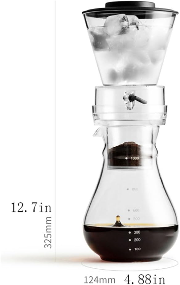 ASSICON Aluminum Espresso Iced Crip Coffee Maker with Adjustable Flow Fits Most Drip Coffee Makers with Sharing Pot for Home Office Stovetop Coffeemaker