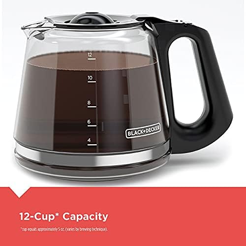 BLACK+DECKER CM1110B Programable 12-Cup Coffee Maker Easy Pour Non-Drip Carafe with Removable Filter Basket Black