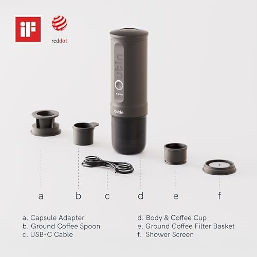 OutIn Nano Portable Electric Espresso Machine with Fino Portable Electric Coffee Grinder White &amp Forest Green