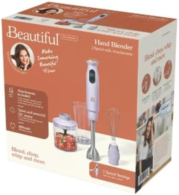 Beautiful 2-Speed Immersion Blender that includes a Chopper &amp Measuring Cup by Drew Barrymore (Lavender)