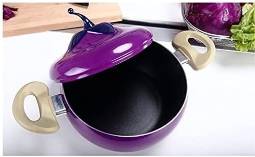20cm Creative Eggplant Style Non-Stick Cookware Set 3-Piece Soup Pot Milk Pot &amp Frying Pan Aluminum