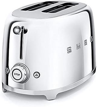Smeg TSF01SSUS 50's Retro Style Aesthetic 2 Slice Toaster Chrome (Renewed)