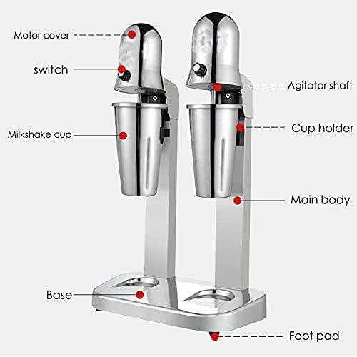 Double Head Milkshake Mixer Stainless Steel 2 Gears Speeds Smoothie Blender for Milk Tea Coffee Shops