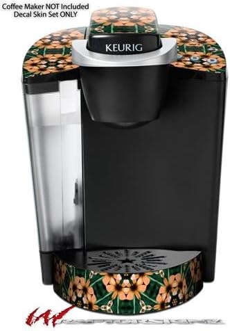 Decal Style Vinyl Skin compatible with Keurig K40 Elite Coffee Makers Floral Pattern Orange (COFFEE MAKER NOT INCLUDED)