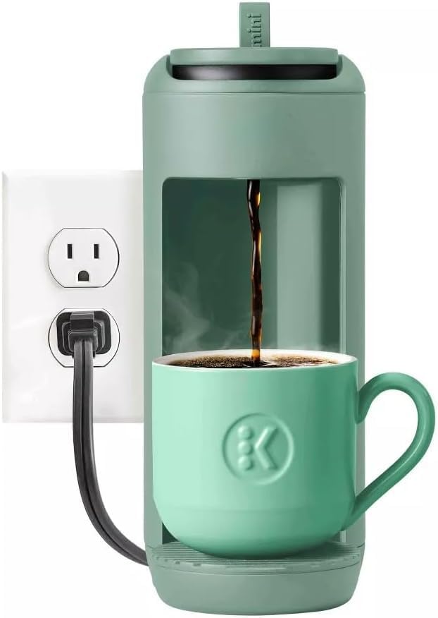 KeurigK Mini Mate Single Serve KCup Pod Coffee Maker – Compact Coffee Machine for Small Spaces Quick Brew Travel-Friendly Removable Drip Tray Energy Efficient (Glamping Green)