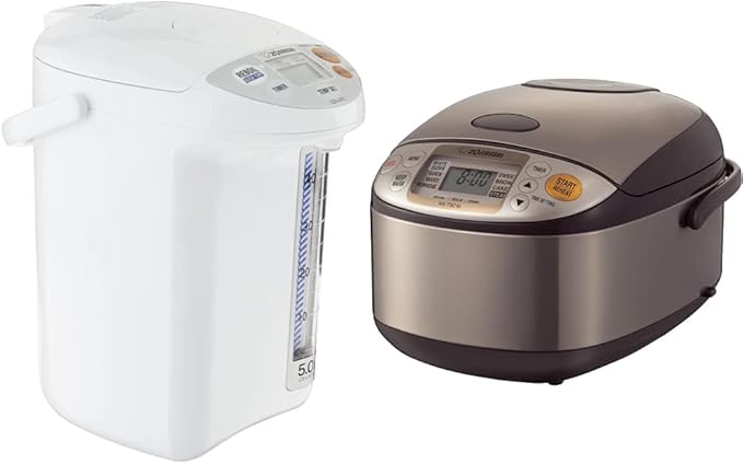 Zojirushi Micom Water Boiler and Warmer 169 oz/5.0 L White &amp NS-TSC10 5-1/2-Cup (Uncooked) Micom Rice Cooker and Warmer 1.0-Liter