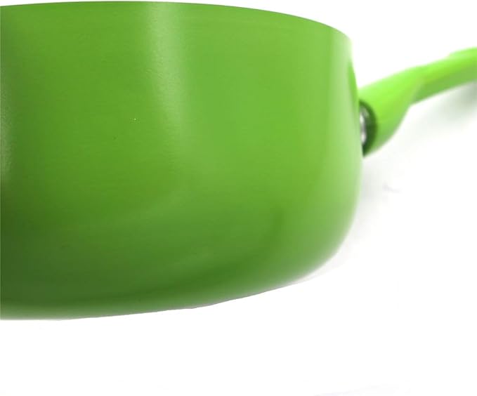 White Ceramic Coating Red Cookware Set Soup Pot and Frying Pan Milk Pot and Glass Lid Total 7PCS Non-Stick Pan (Green Variety Pack)