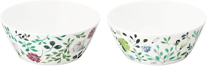 Narumi 96604-23137P Dinnerware Set Green Floral Pattern Cute 2 Patterns Set of 6 Pieces Microwave Heater Dishwasher Safe Gift Box Included