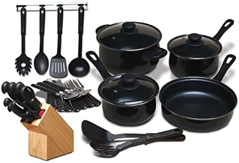 32 Piece Chef Du Jour Cookware Combo Set Black (93581974M)