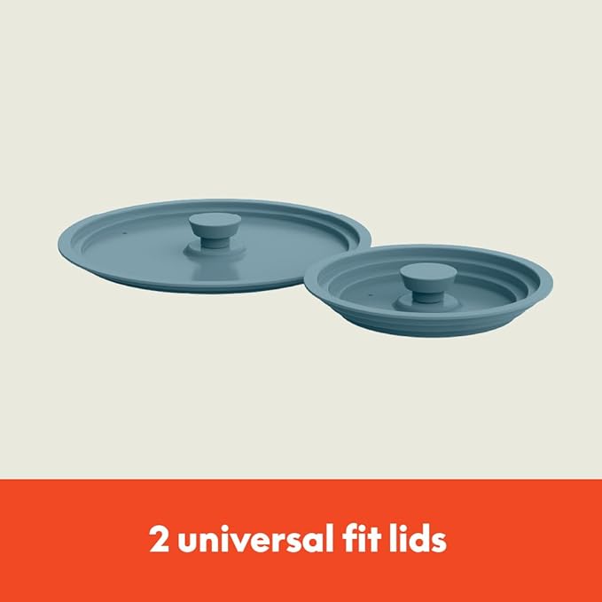 bella 9 Piece Ceramic Nonstick Cookware Set Fits-anywhere™ Kitchenware w EverGood™ Coating Dishwasher &amp Oven Safe All Stovetops Compatible Stackable Design Cool Touch Handles Surf