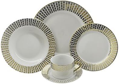 Gold String of Hearts 40 Piece Dinnerware Set Serving set for 8