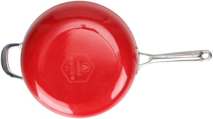 LAGUIOLE Light Cast Iron Frying Pan 28x8.2 cm - Optimal Heat Retention Durable Non-Stick Elegant Design All Heat Sources Induction 100% Cast Iron 3.5 L Red